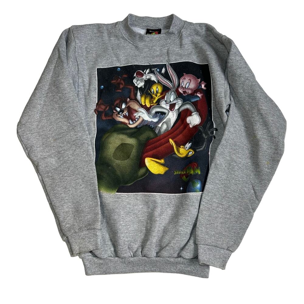 Vintage 1996 Space Jam Crewneck Sweatshirt Warner Bros Movie Promo USA Rare